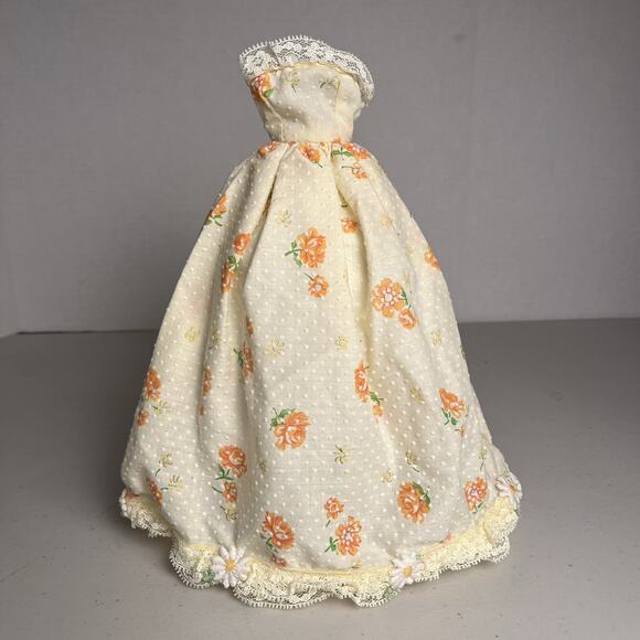 Vintage Handmade Barbie Southern Belle Dress Yellow Floral Lace Gown Display Mat - Picture 4 of 14